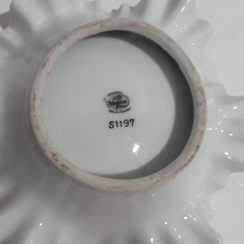 Vintage Napco China Hand-painted Dish With Scalloped Edges #S1197 Floral Design - Picture 3 of 4